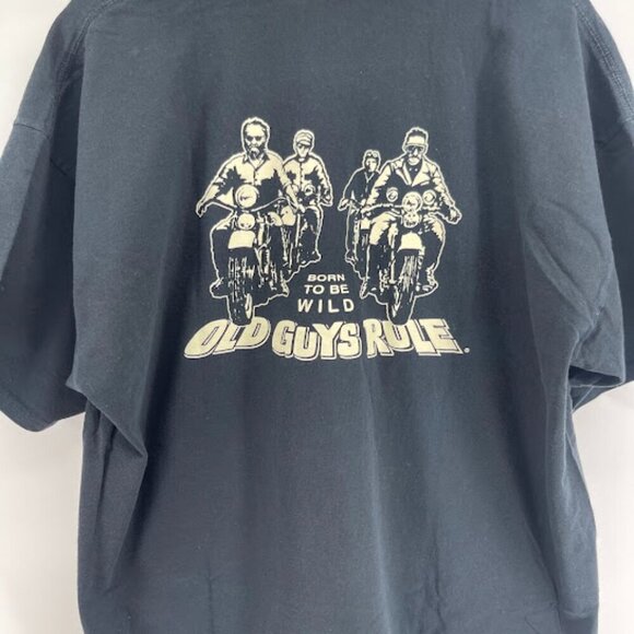 Men's 2XL Old Guys Rule Black T Shirt "Born to be Wild" Motorcycle - Picture 5 of 6